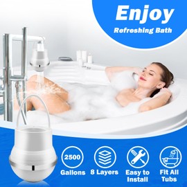 Bath Water Filter for Tub Fauce- 8 Stages Bathtub Water Filter Remove Chlorine/Contaminants,Bath Filter for Tub Faucet Purify Your Bathwater for Healthier Skin and Hair,BPA Free