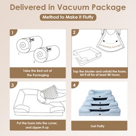 EHEYCIGA Orthopedic Dog Beds Large Sized Dog, Waterproof Memory Foam Large Dog Bed with Sides, Non-Slip Bottom Large Pet Bed with Washable Removable Cover, Light Blue