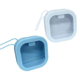 Zorfeter 2 Pack Portable Hair Tie Organizer, Small Hair Accessories Holder Clip Jewelry Organizer, Stackable Storage Box for Travel/Girls Women(Blue and White)