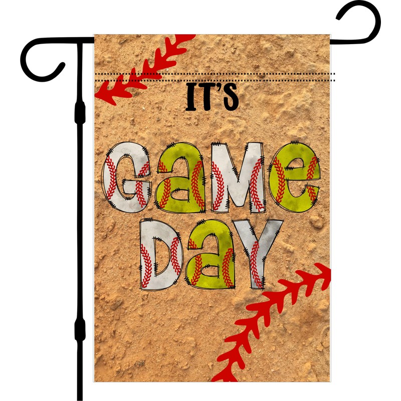 It's Game Day Baseball and Softball Family Garden Flag -