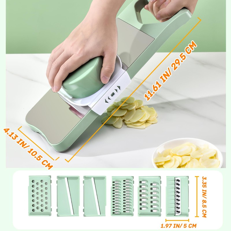 Vegetable Chopper, Mandoline Food Slicer Cutter with Handheld Container, 6