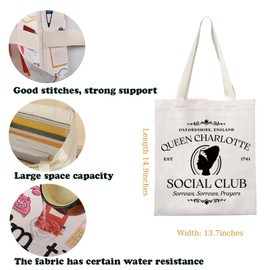 BAUNA TV Show Merchandise Queen Charlotte Canvas Tote Bag Gift for Literary Lovers Historical Drama Gift for Fans, queen charlotte tote