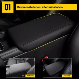 MIT Car Center Console Lid Armrest Cover Pad For Mazda 3 2020-2025 PU Leather Black