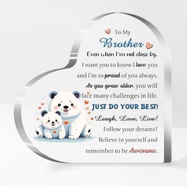 Brother Acrylic Plaque Graduation Inspirational Ornaments Men Birthday Gifts Desk Sign Appreciate Christmas Home Decoration Family Day Best Wishes Keepsakes for Him Laugh Love Live