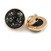 20mm Gold Tone Round Dome Black Resin with Foil Pattern