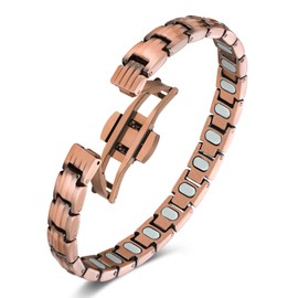 Jecanori 5X Strength Magnetic Copper Bracelet for Women —Updated 5,000 Gauss Ellipse Magnets — Premium Butterfly Clasp & Adjustable Length, Copper