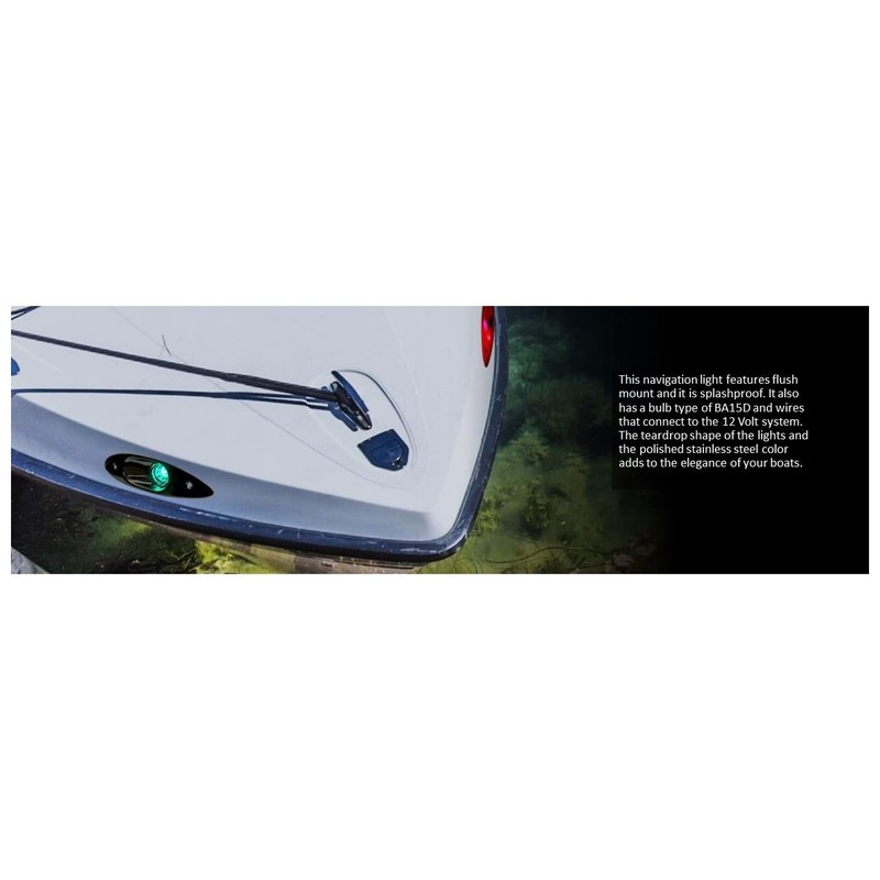 Pactrade Marine Boat Navigational Side Bow Tear Drop Lights Stainless