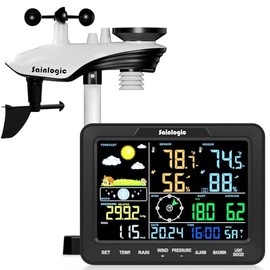 Sainlogic 12-in-1 Home Weather Station Wireless Indoor Outdoor and Rain Gauge Outdoor for Temperature, Humidity, Forecast, Pressure, Moon Phase, Alarm