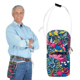 Nephrostomy Tube and Drainage Bag Cover with Adjustable Waist Strap & Catheter Pipe Cover for Nephrostomy Outer Bag Holder (Blue Pink)