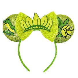 Krwtuiw Princess Mouse Ears Headband, Frog Mouse Ears Matching for Women Girls Parks Party Holiday Accessories