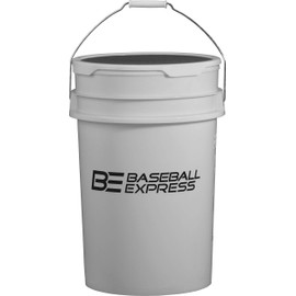 Baseball Express Empty Ball Bucket with Padded Lid White