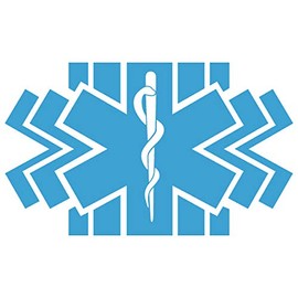 EMS Emergency Medical Service Ambulance Paramedic Star of Life Logo Car Window Vinyl Decal Sticker (EM-01) (Light Blue, 6 inches x 3.6 inches)