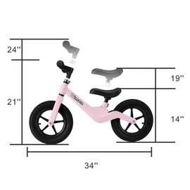 Trimate Toddler Balance Bike, Pink - No Pedal Sport Bike for 3-5 Year Olds, 12" Inflated Tire, for Boys and Girls with Inseam 16" - 21"