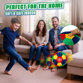 HopeRock House Soccer Ball Soft Foam Indoor Soccer Ball Size 4 Kids Inside for Your Home Ball, Lightweight Safe Fun for Dribbling Training, Great Youth Soccer Balls, Soccer Gifts for Boys 8-12