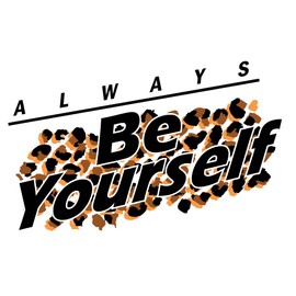 Kids Bedroom Slanting Lettering Art Décor Sticker Always Be Yourself Quote Design Vinyl Adhesive Wall Decal - 12" x 20" Home Living Room Inspirational Quote Leopard Cheetah Skin Print Wall Decoration