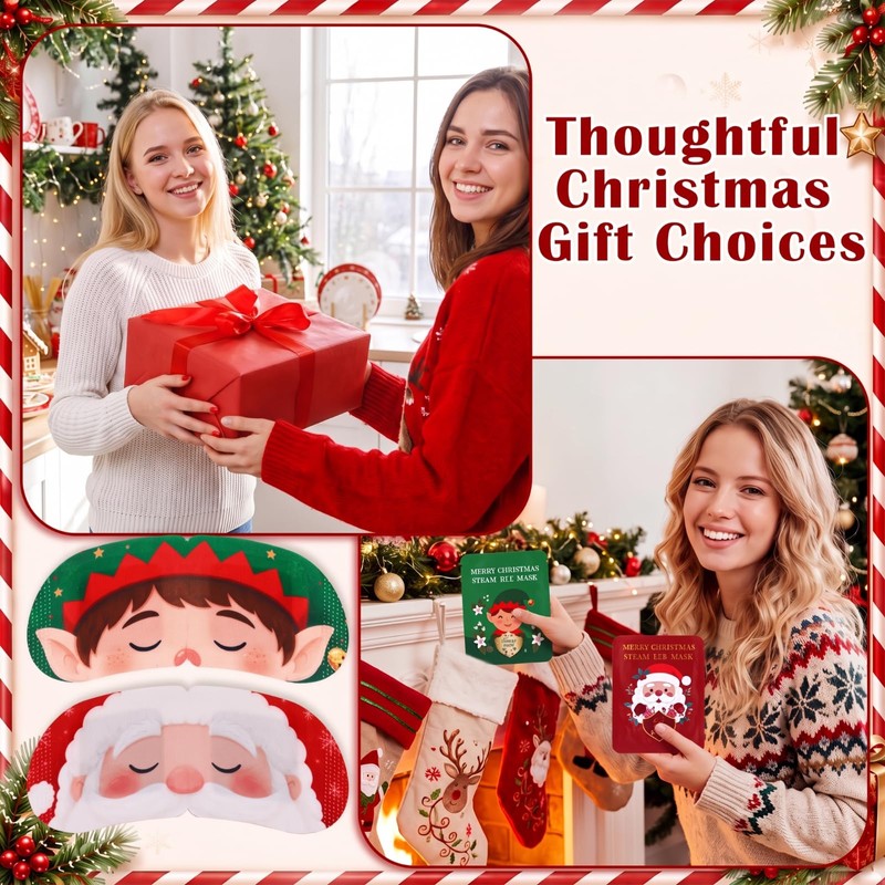 30 Pcs Christmas Steam Eye Masks Bulk for Dry Eyes