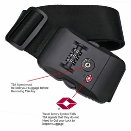 NLZGA TSA Luggage Straps,Secure Your Travel with Cross Luggage Belts for Suitcases TSA Approved,Durable & Adjustable Suitcase Straps with 3-Digit Combination Custom Lock & Name Card (Black)