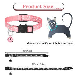 AKlamater 5Pcs Cat Collars with Bells Adjustable Kitten Collar Quick Release Safety Collar with Anti-lost Tags for Cats, Kitten, Small Pet