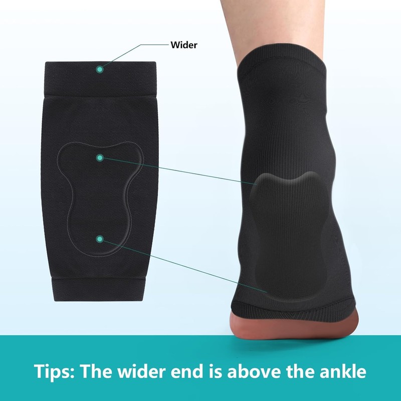 Promifun Achilles Tendon Heel Protector - Compression Padded Sleeve Socks