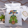 18cm 'Happy Birthday Frog' Satin Drawstring Bag/Pouch (SB00124006)