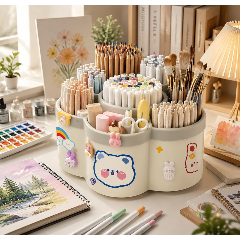 Rotating Pen Holder Organizer for Desk – 360° Storage Design