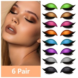 Falafoty Lazy Eye Shadow Eyelash Patch, 8 Pairs Multicolored Eyeshadow Eyelashes Makeup Stickers, 2-in-1 Reusable Eye Makeup Stickers with False Lashes & Shadow, Lazy Makeup Tool for Women's Make Up