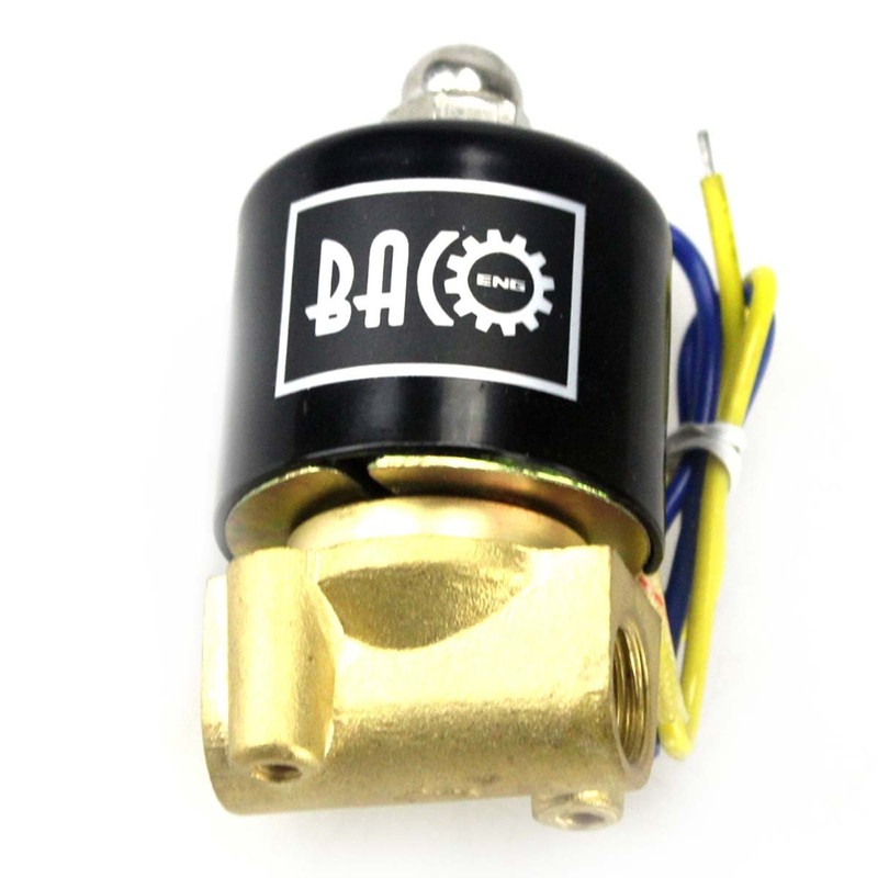 BACOENG 1/4" DC24V Electric Solenoid Valve (BSP, Brass, Normally Closed)