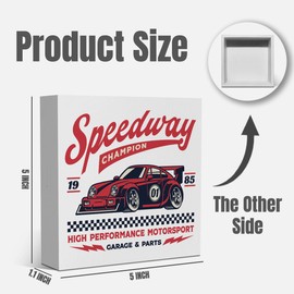 Racing Gifts for Women Men, Racing Race Decor for Home Room Playroom Man Cave, Race Gifts for Boys Man Car Lover Fans, Speedway Champion Decor 5 x 5 inches (Tub 3815)