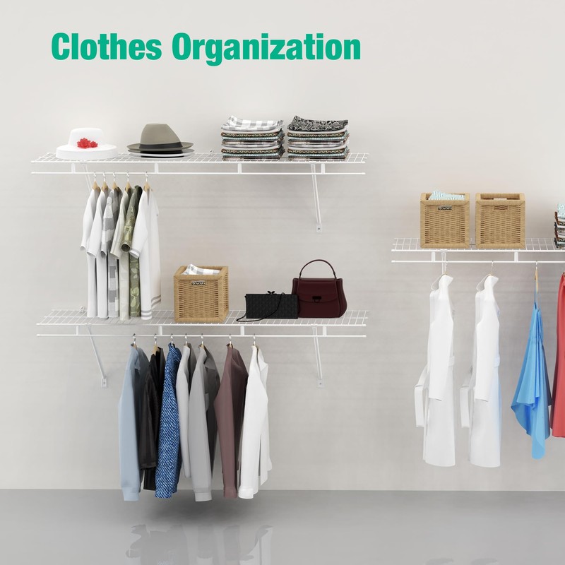 HAUSHOF Closet Shelves Wall Mounted 2-Pack, 4 ft x 12in