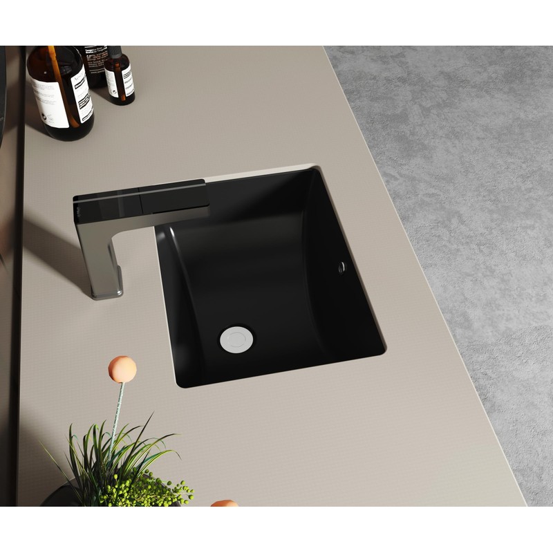 MEJE #202H -18 Inch Undermount Rectangle Bathroom Sink, Porcelain Ceramic