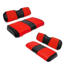 XUANYUDG0769 Golf Cart Front and Rear Seat Covers for EZGO TXT 1994-2013 OEM Ordinary Front Seat and Aftermarket Common Rear Seat Kits, No Stapler Vinyl Leather Diamond EZGO TXT Seat Covers