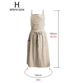 SPDYCESS Aprons Japanese Style Cooking Apron Women with 2 Pockets Cross Back Soft Cotton Cooking Apron Kitchen Apron Baking Apron for Kitchen Restaurant Cafe Cooking Apron