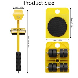 Aleker Heavy Duty Furniture Lifter with 4 Pack Moving Sliders,Furniture Lift Mover Tool Set,Furniture Sliders Furniture Moving Wheels,Furniture Movers for Sofa Couch Refrigerator (Capacity:150KG)