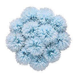 Tifuly 12 pcs Artificial Chrysanthemum Ball Flowers Bouquets for Bride Single Stem Plastic Hydrangea Silk Flowers for Wedding Bouquets Centerpieces Arrangements Party Home Garden Decor (Blue)