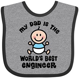 inktastic Worlds Best Engineer Dad Baby Bib Heather and Black 22d94