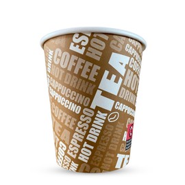 CHEF ROYALE 25 x 8oz Brown Printed Paper Cups - Single Wall Disposable Paper Cups for Hot & Cold Drinks - Coffee Cups Perfect for Cafe, Home and More. (25)