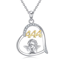 JERWLI Angel Numbers Necklace S925 Sterling Silver 444 Lucky Number Necklace Numerology Jewelry For Women Female Mother Day’S Birthday Gift
