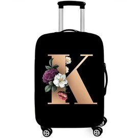 WUJIAONIAO Stretch Printed Suitcase Cover Washable Luggage Protector Fits 18-32 Inch Luggage Letter pattern (M (for 22-24 inch luggage), Letter K)