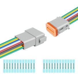 1 Kit Deutsch DT 12 pin Grey Male Female Wiring Harness Deutsch Pigtail 12 Wire Way Waterproof Automotive Electrical Connector 16 AWG with Heat Shrink Tubing