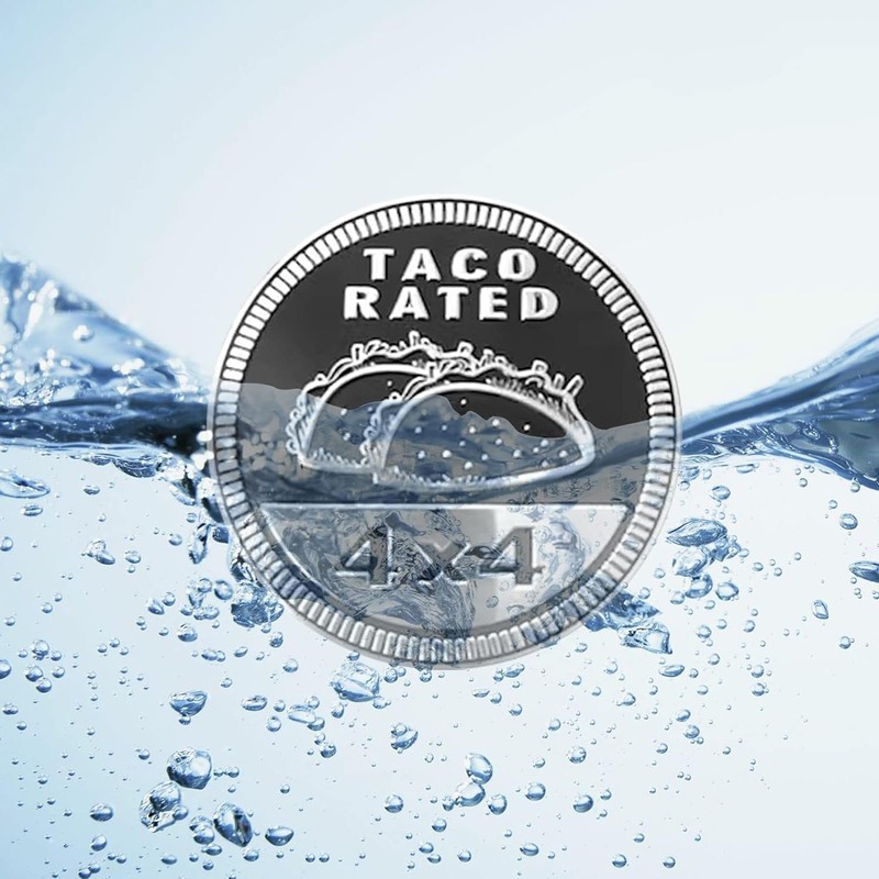 Taco Badge Rated Car Emblem, 4 x 4 Metal Automotive