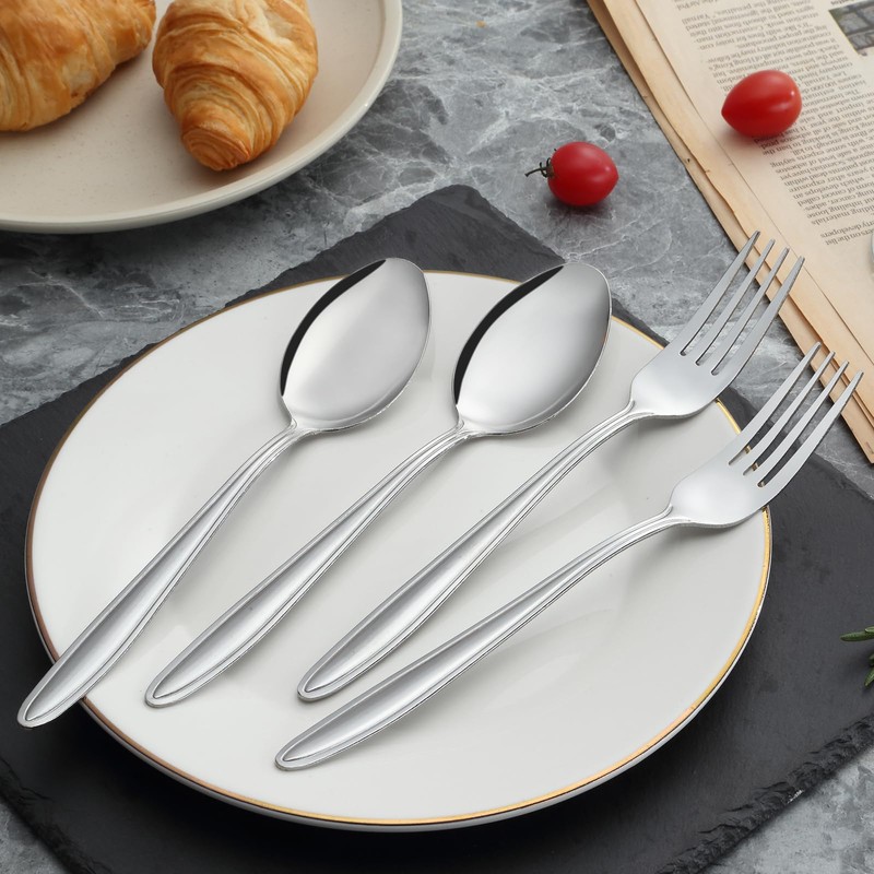 Unokit Forks and Spoons Set - 24Pcs Silverware Set, Food