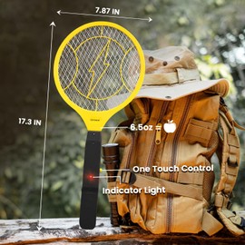 Devogue Electric Fly Swatter - Weight Like Apple - 2AA Battery Powered (not incl.) - 3-Layer Protection Grid Bug Zapper Racket for Home Bedroom Kitchen Office Backyard Patio Indoor Outdoor