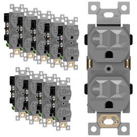 ENERLITES Duplex Receptacle Outlets, Tamper-Resistant, Industrial Grade, 20A 125V, 3-Wire Grounding, 2-Pole, 5-20R, UL Listed, 62080-TR-GY-10PCS, Gray (10 Pack)
