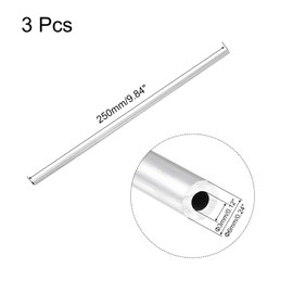 TOP-VIGOR 3Pcs 6063 Aluminum Round Tube, 6mm OD 3mm ID 250mm Length Seamless Aluminum Straight Tubing Metal Pipe for Industry DIY Projects
