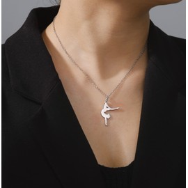 UNIFT Gymnastics Charm Necklace for Women Stainless Steel Elegant Flipping Gymnast Pendant Necklace Ballerina Gymnastics Inspirational Jewellery (Silver 5), Unit size, Stainless Steel, No Gemstone