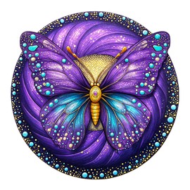 KAAYEE Wooden Puzzles for Adults,Purple Butterfly Jigsaw Puzzle Adult,300 Pcs Advanced Butterfly Puzzles Gifts for Birthday Gifts, Family Game(13.4 * 13.4)