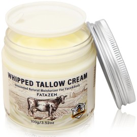 FATAZEN Grass Feed Handmade Whipped Beef Tallow Cream for Skin, Anti-Aging Skincare Face & Body Cream with Retinol & Niacinamide, Non Greasy hyaluronic acid Moisturizer for All Skin Type, 3.53 oz.