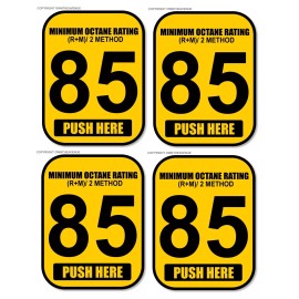OwntheAvenue x4 - 85 Octane Gas Pump Button Vinyl Sticker Gasoline Petrol Decal 2x2.5 Inch