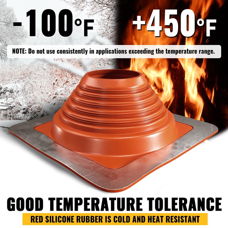 VIVIDA #7 Silicone Metal Roof Pipe Boot, High Temp Flexible