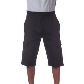 Pro Club Men's Fleece Cargo Short, Black, X-Large